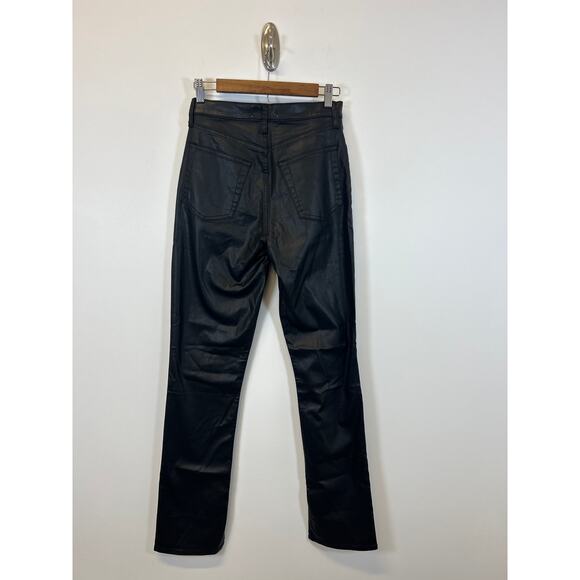 Abercrombie & Fitch 90s slim straight ultra high rise   Coated Jeans Slit Hem 28 - Picture 5 of 7
